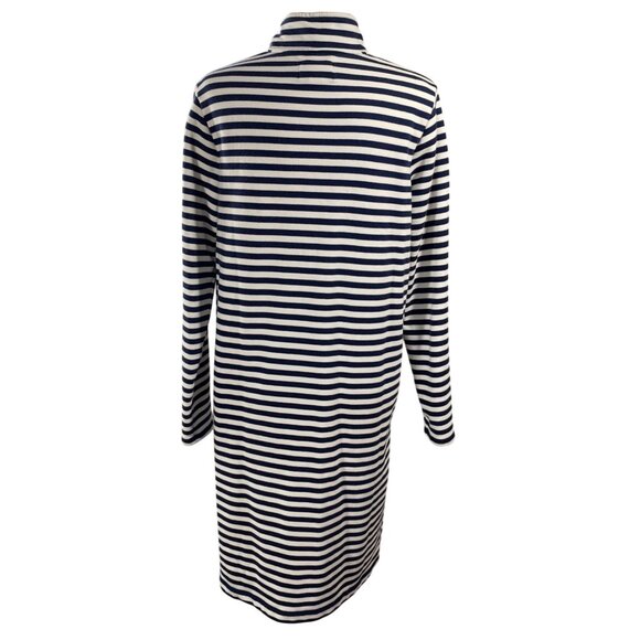 Lands' End Serious Sweats 1/4 Zip Sweater Dress Blue White Striped Size M Medium - Picture 3 of 7